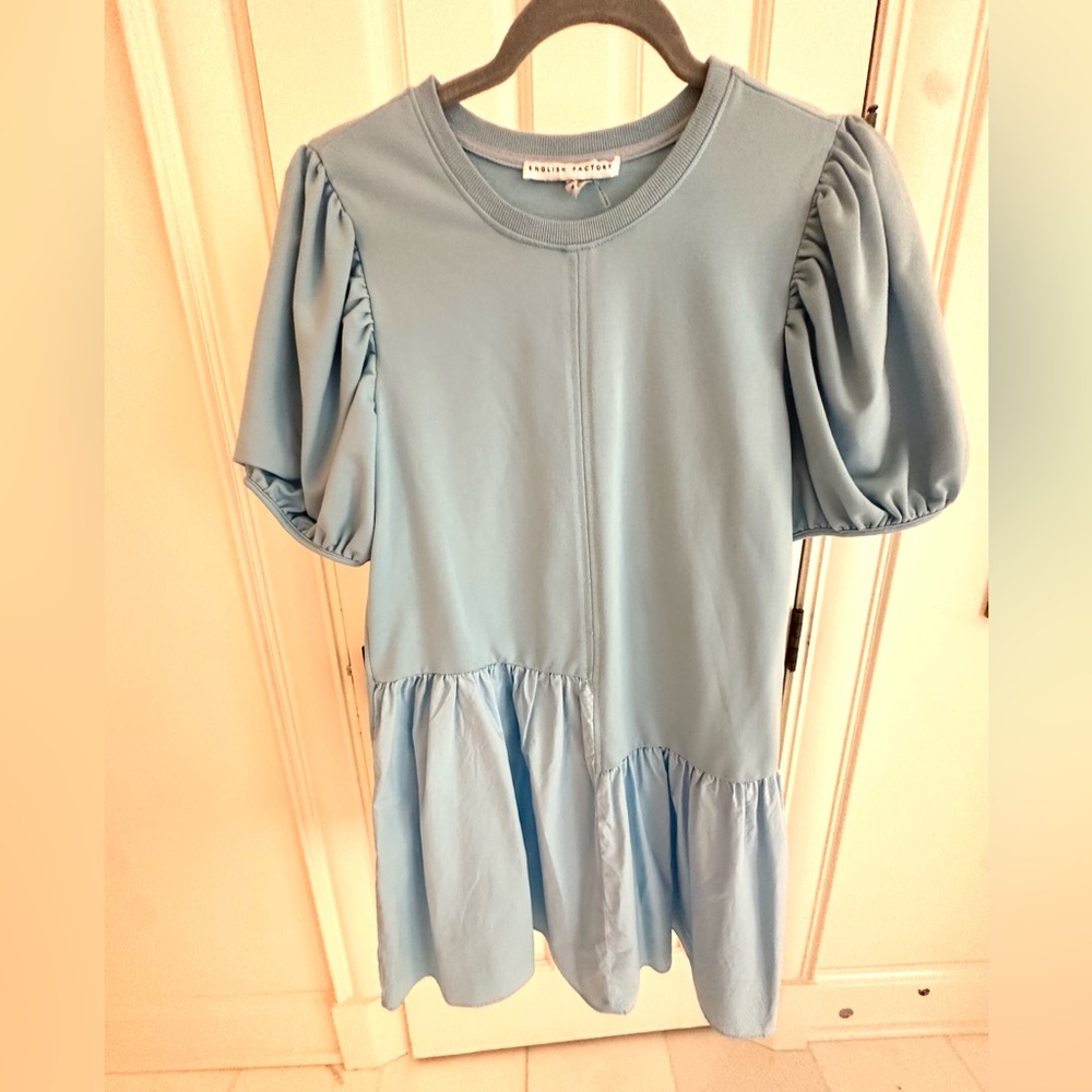 English Factory Blue Puff Sleeve Blouse